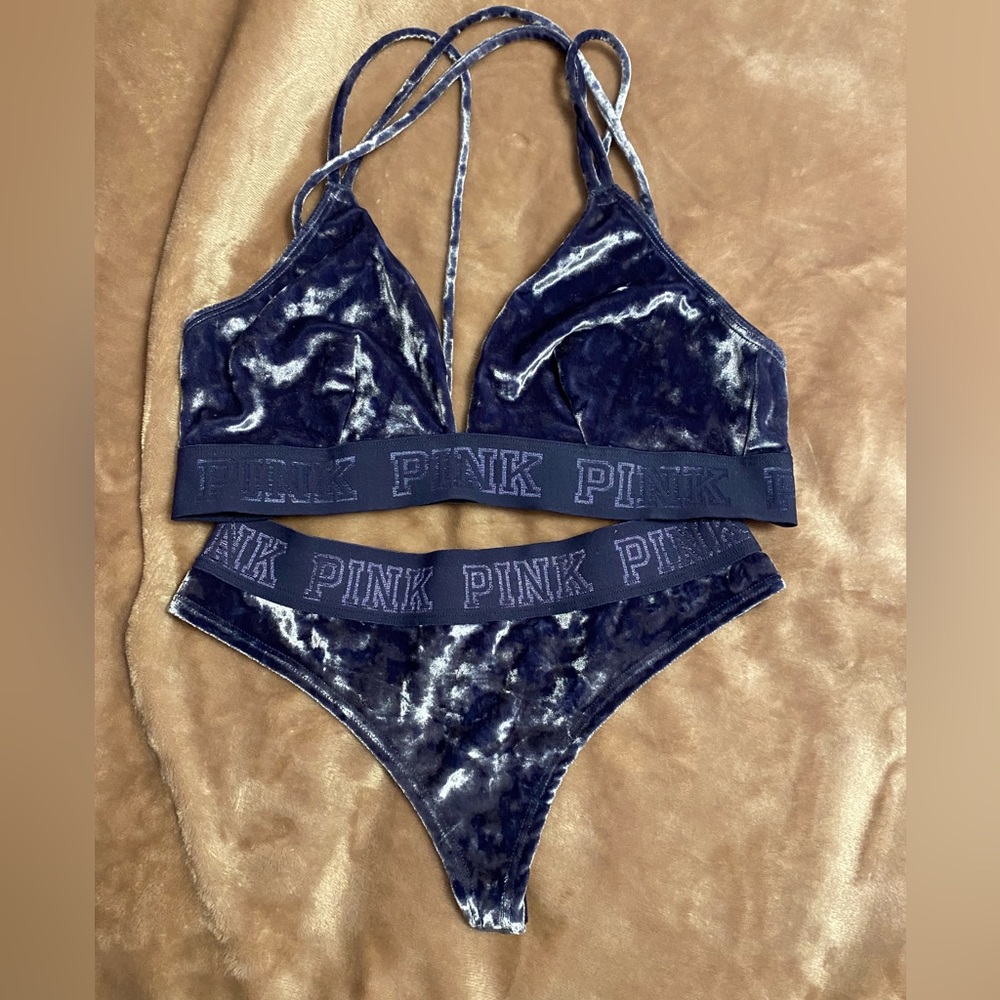 Victoria's Secret Pink Velvet Bralette & Thong
